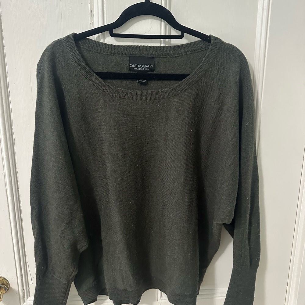 Cynthia Rowley Olive Merino Wool Sweater